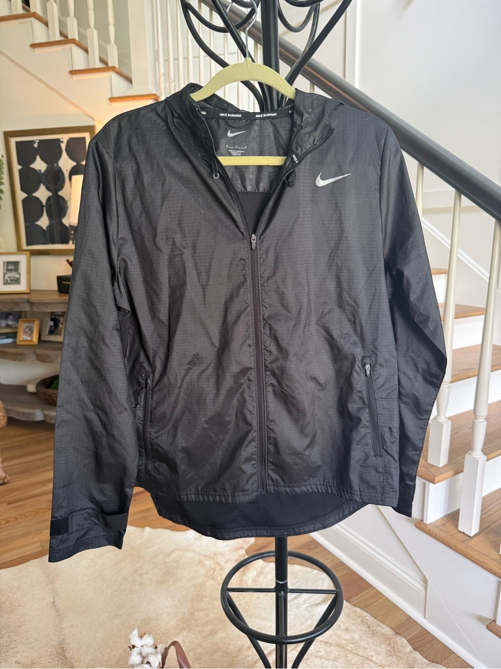 Nike Black Hooded Windbreaker with Reflective Swoosh